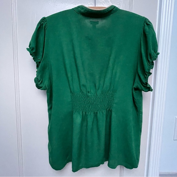 Anthropologie Odille green ruffle blouse size 14 - Picture 7 of 12